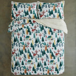 Winter Walk Fleece Duvet Cover Set With Sherpa Reverse – Cosy Cabin Bedding | King | Multi