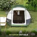 Tunnel Tent With Bedroom, Living Room And Porch For 3-4 Man | Green