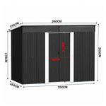 8.53 ft x 6.36 ft Heavy Duty Metal Garden Storage Shed With Windows, Lockable Sliding Doors & Galvanized Steel Base – Weatherproof Outdoor Tool Shed, Charcoal Black