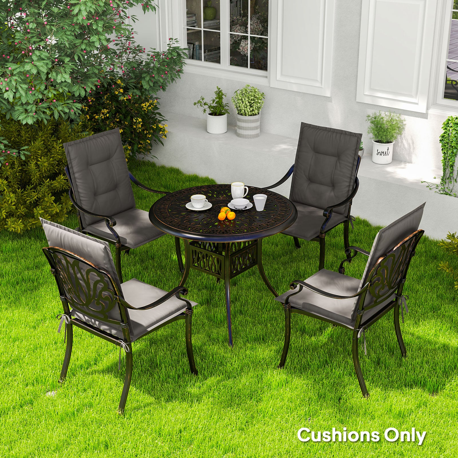 Outdoor Dining Chair Cushions | Charcoal Grey