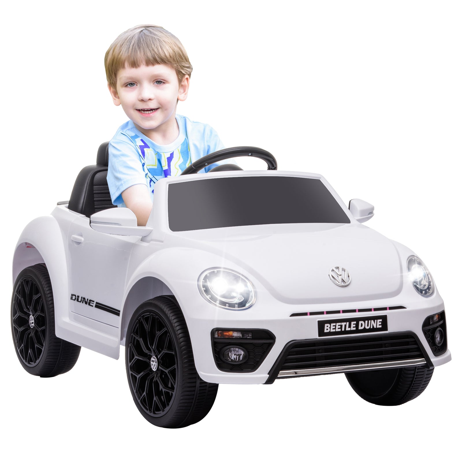 Volkswagen Beetle Licensed 12v Ride On Car W/ Remote Control | White