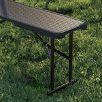 Rattan Effect Folding Picnic Table And Bench Set W/ Handles
