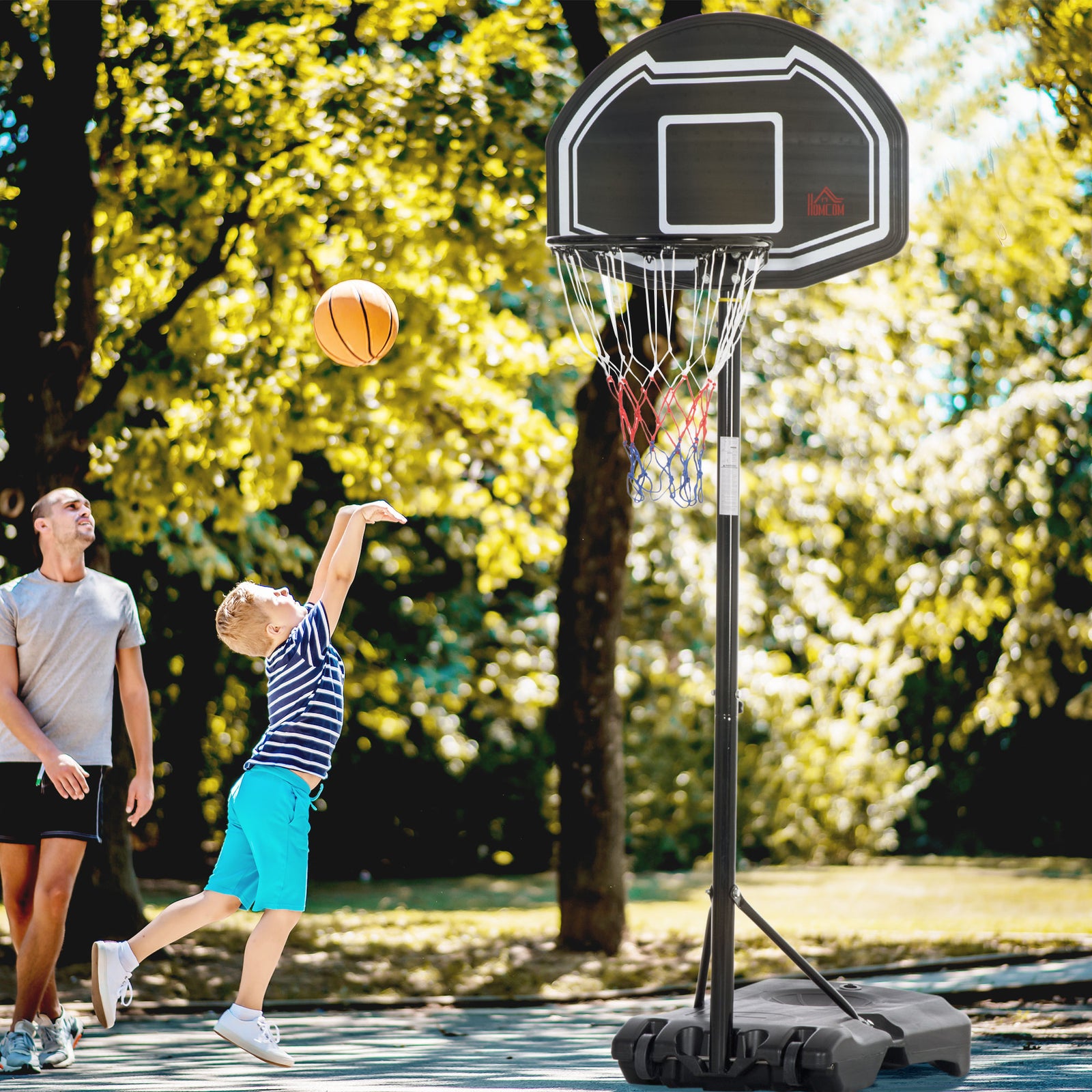 Adjustable Basketball Hoop And Stand 1.6-2.1m Black | Black