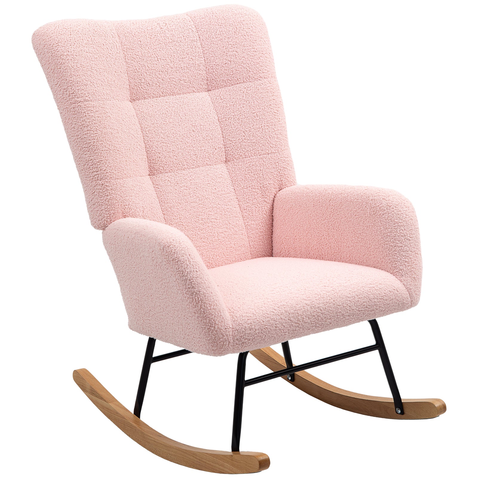 Rocking Chair, Modern Armchair With Backrest For Bedroom | Pink