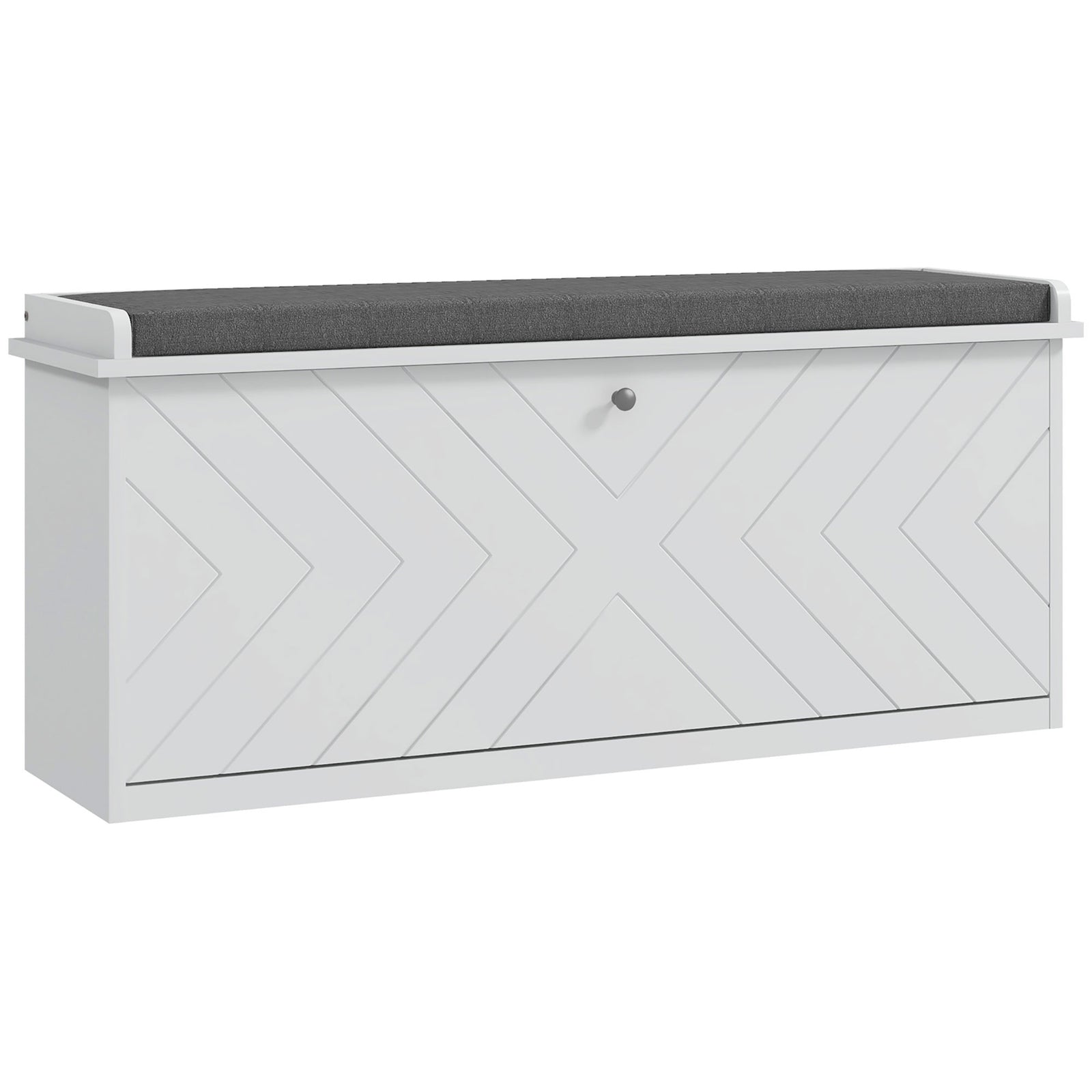 Shoe Bench With Flip Drawer, Cushion, 10 Pairs For Entryway