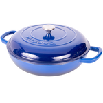 Shallow Cast Iron Casserole Pot With Lid, 5-quart, (32 Cm) | Dark Blue