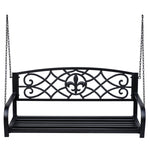 Outdoor Steel Fleur-de-lis Porch Swing Garden Hanging Bench