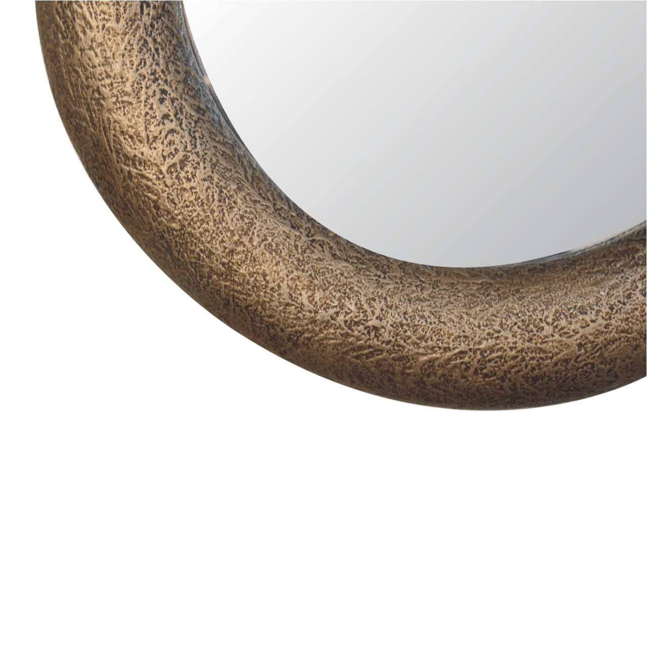 Solid Mango Wood Round Metallic Hammered Mirror