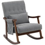 Modern High Back Rocking Chair With Solid Wood Legs | Grey