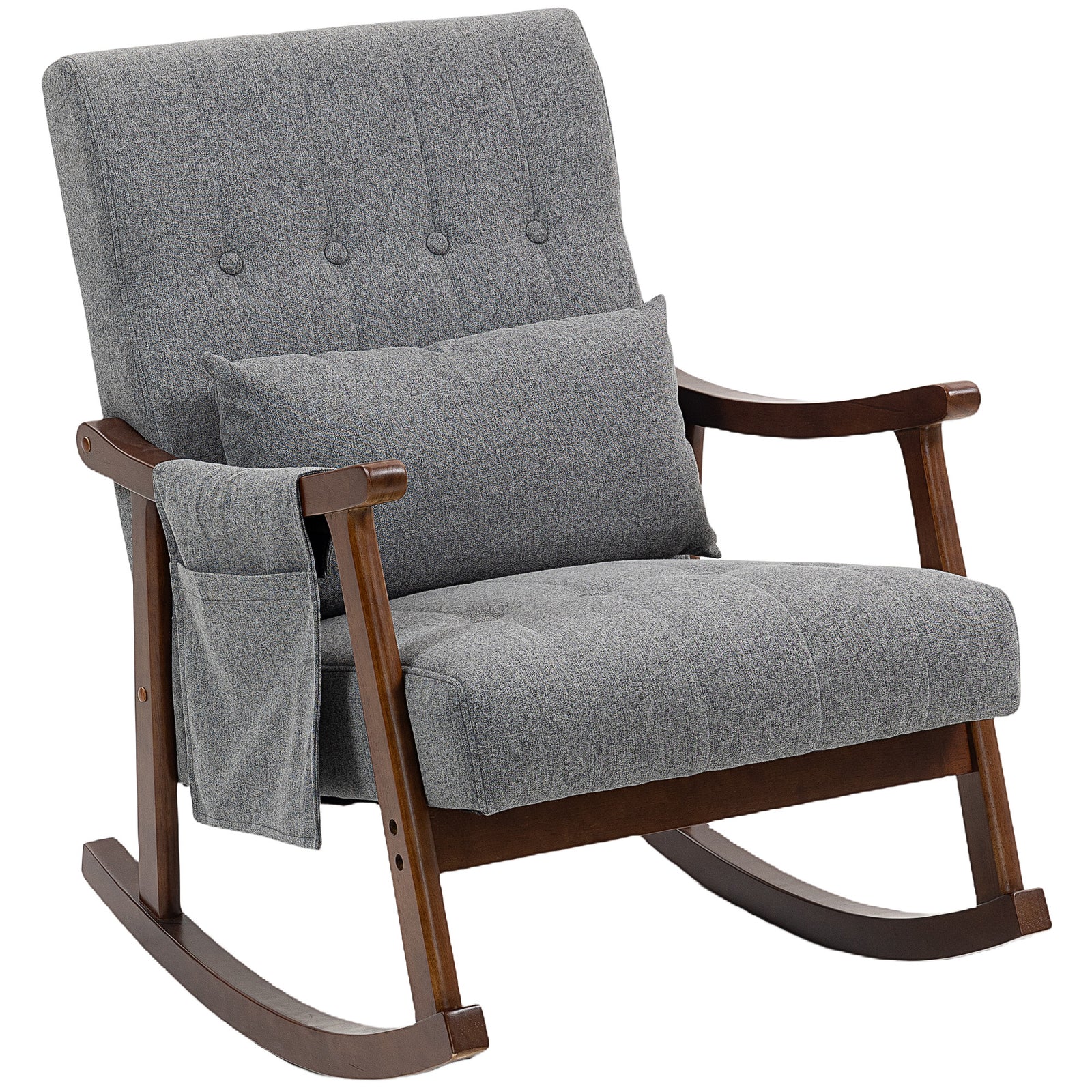 Modern High Back Rocking Chair With Solid Wood Legs | Grey