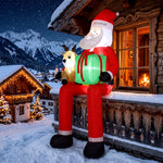 Outsunny 9.3ft Giant Christmas Inflatable Hanging Santa Claus W/ Reindeer