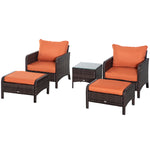 5 Pieces Outdoor Patio Furniture Set Wicker Conversation Set | Brown