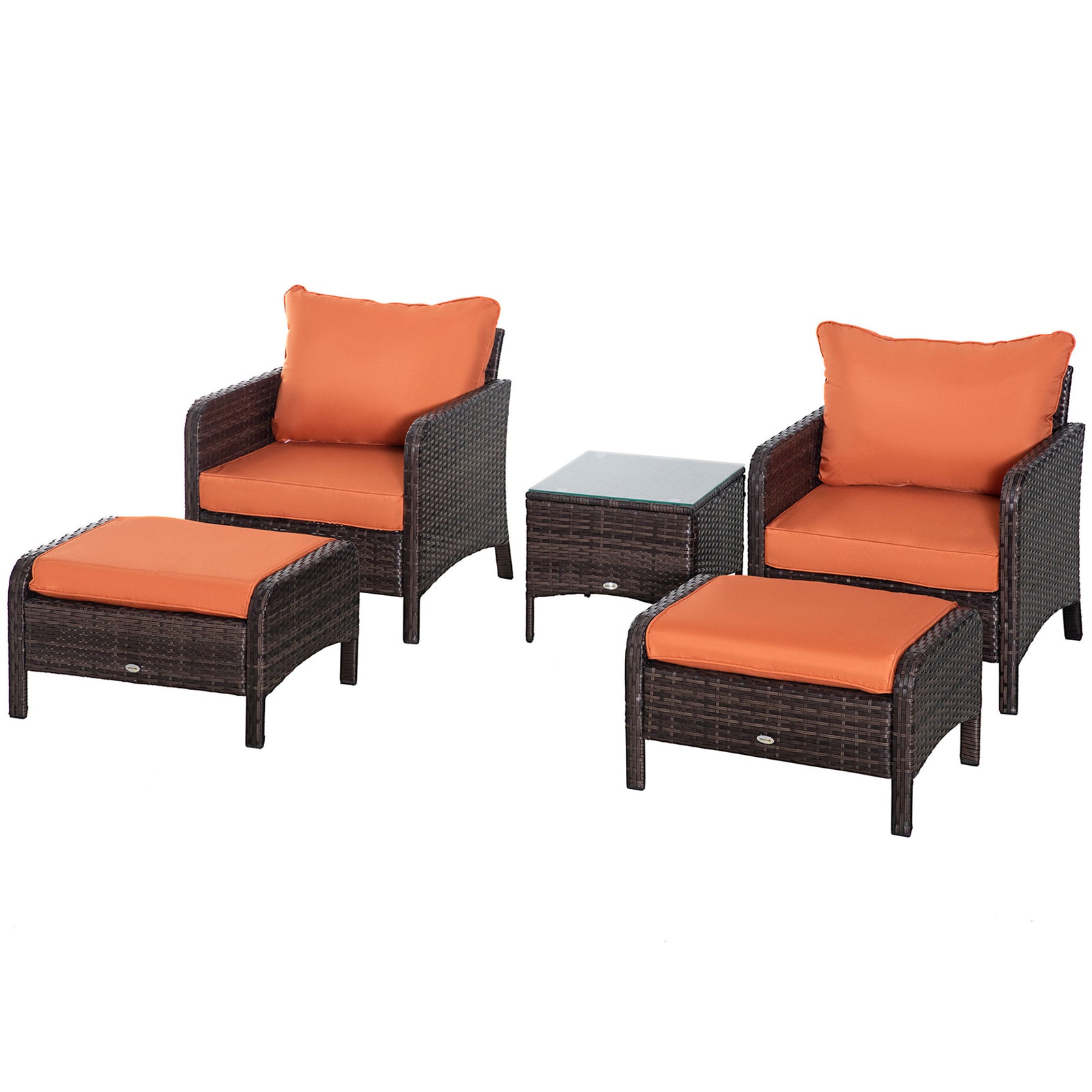 5 Pieces Outdoor Patio Furniture Set Wicker Conversation Set | Brown