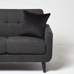 Filled Velvet Cushion With Piped Edge 46 X 46 Cm | 45cm x 45cm | Black