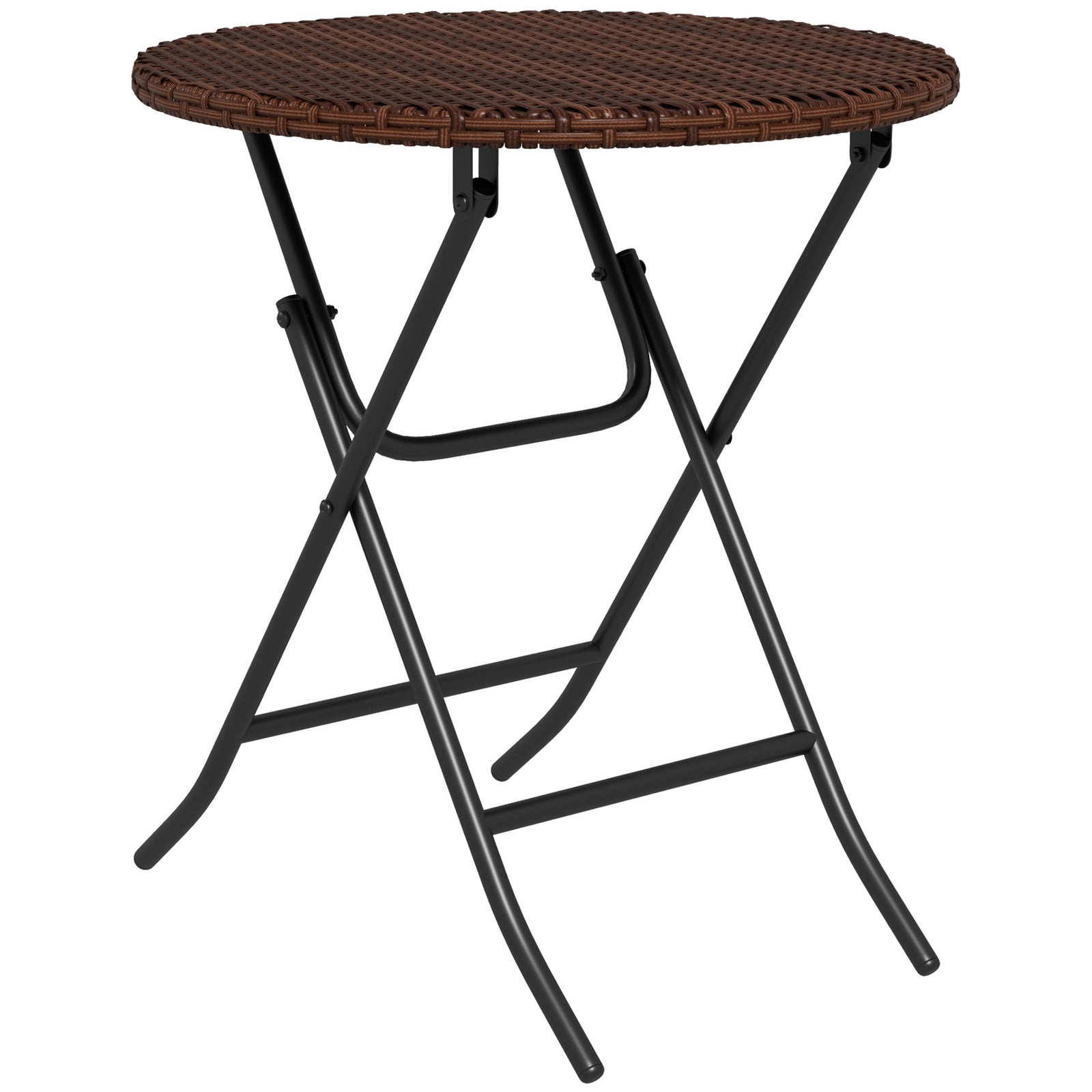 Foldable Rattan Coffee Table, Metal Frame, Mixed Brown