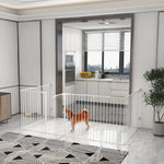 2-in-1 Dog Pen, Safety Pet Gate, 8 Panels, For Medium Dogs, 90hcm - White