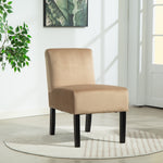 Valina Velvet Fabric Armless Accent Chair | Light Brown