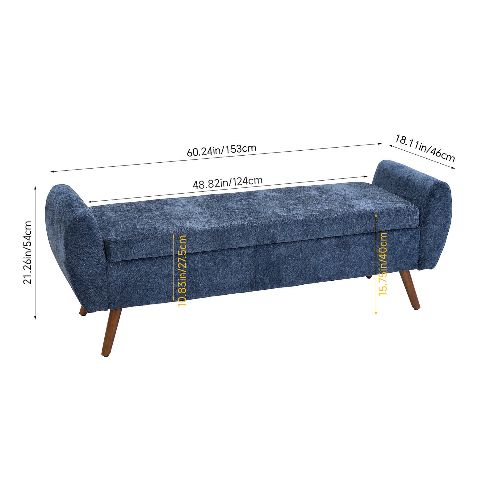 Modern Upholstered Storage Bench | Blue