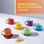Fineway Ceramic Coffee Mug Set 6 Large Tea Cups Microwave Safe