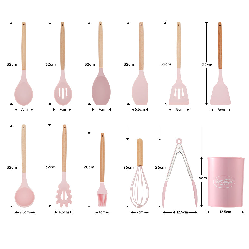 11-piece Silicone Kitchen Utensil Set For Nonstick Cookware | Pink