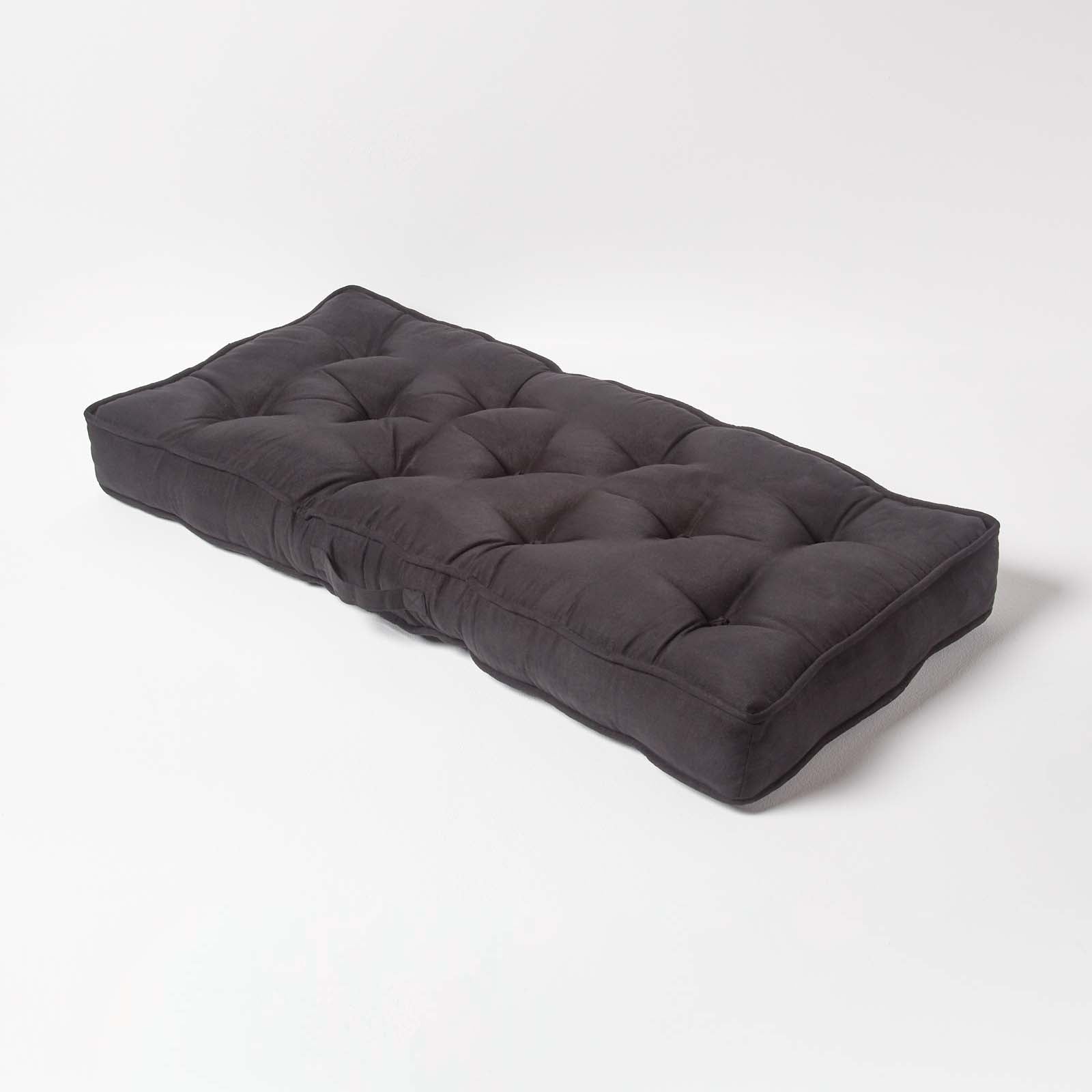 Faux Suede 2 Seater Booster Cushion | 50cm x 100cm | Black