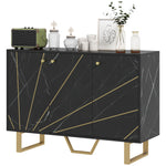 Sideboard Storage Cupboard With Metal Legs For Living Room | Black
