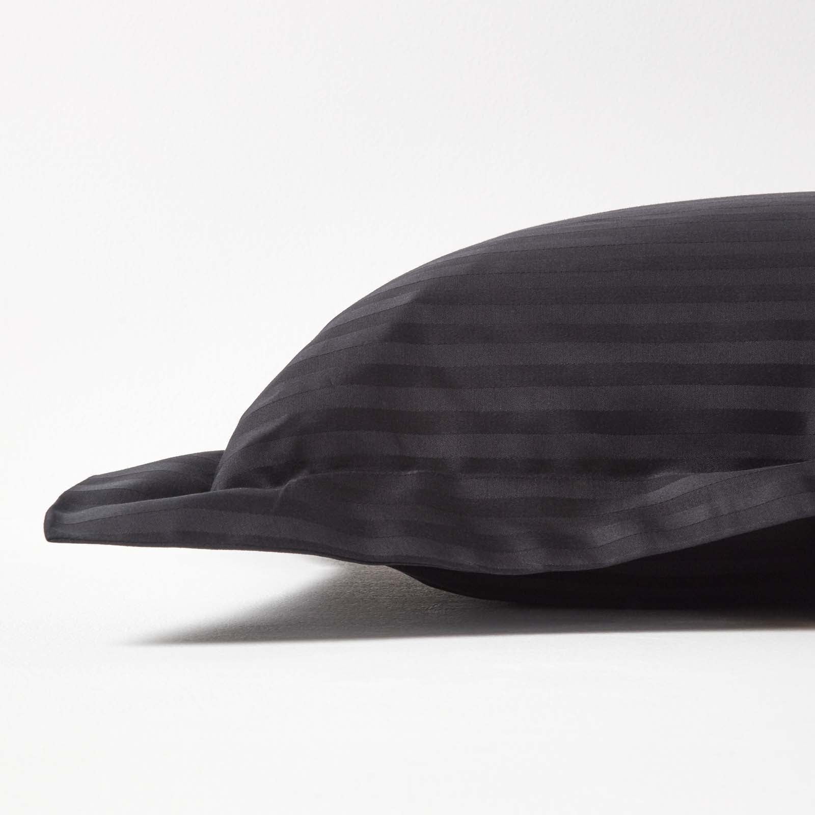 Egyptian Cotton Satin Stripe Oxford Pillowcase 330 Tc | King Pillow Case | Black