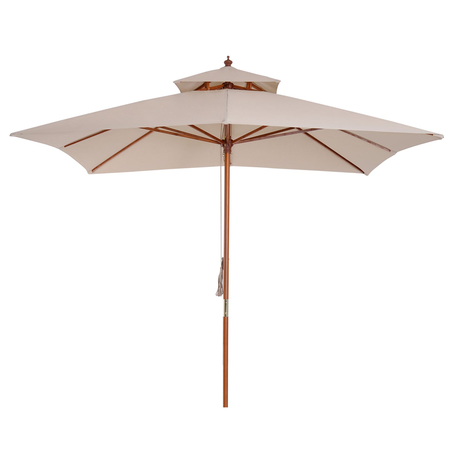 3x3m Folding Bamboo Parasol With 2 Pulley