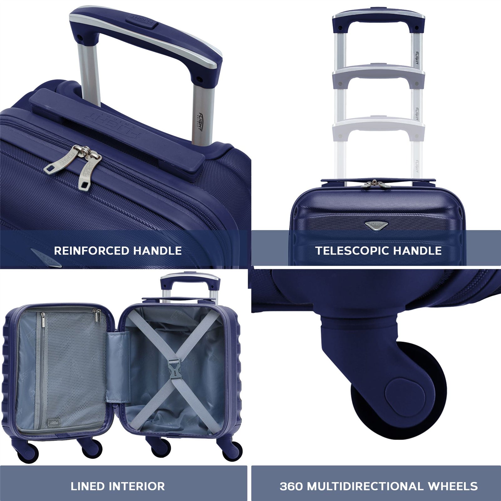 40x30x20cm Cabin Carry-on Suitcase - Lightweight, Durable, 4-wheel Luggage - 100+ Airlines Approved | Cabin | Navy Blue