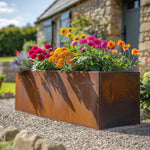 Corten Steel Trough Planter - Pre-rusted | 75cm x 32cm x 32cm | Brown