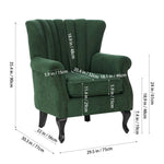 Elegant Chenille Armchair With Rubberwood Legs | Green