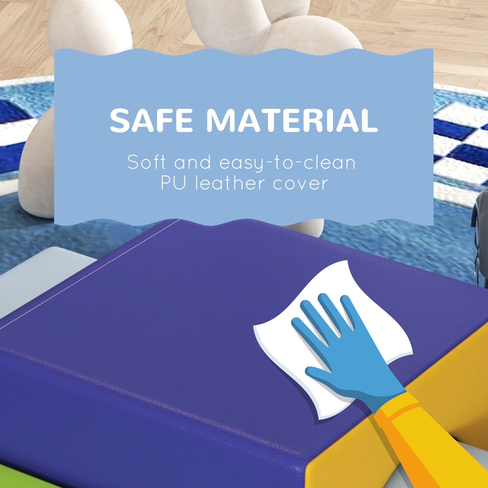 4-piece Soft Play Set, Baby Foam Block Toy Toddler 1-3 Years | Blue
