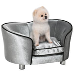 Dog Sofa Pet Chair, Kitten Bed Couch W/ Wooden Frame, Removable Cushion