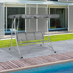 3 Seat Metal Fabric Backyard Balcony Patio Swing Chair | Gray