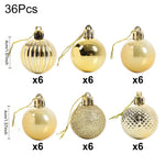 36 Pieces Xmas Ball Ornament Christmas Tree Deluxe Bauble Set | Gold