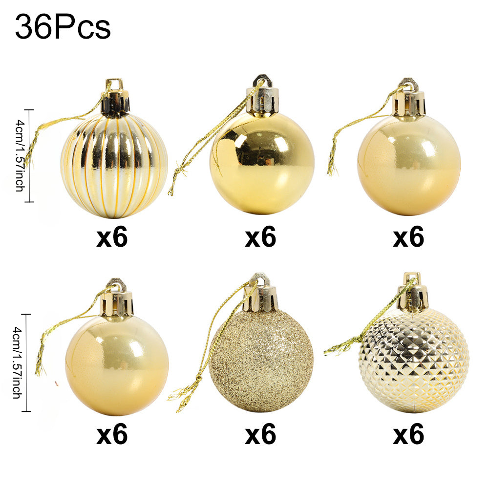 36 Pieces Xmas Ball Ornament Christmas Tree Deluxe Bauble Set | Gold