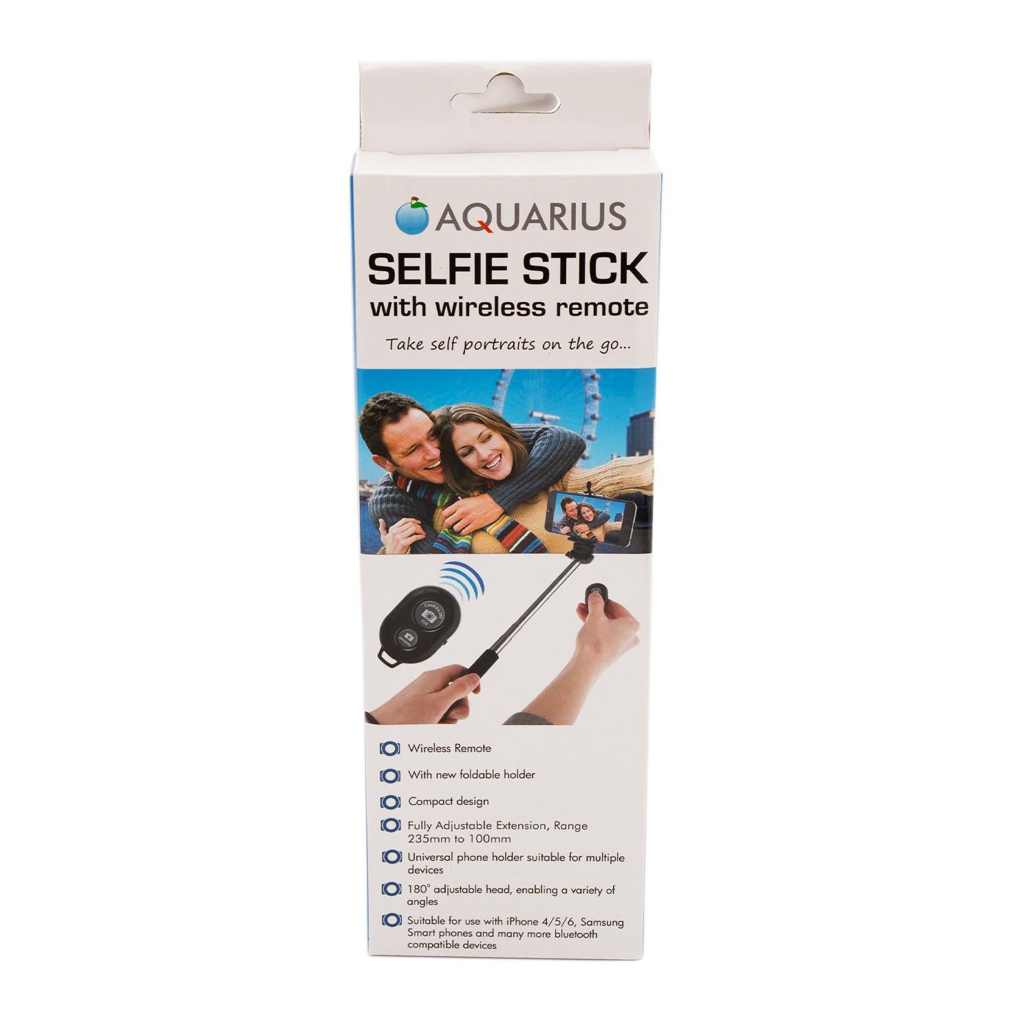 Bluetooth Selfie Stick With Wireless Trigger, Lightweight, Black