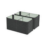 2 Pcs Thickened Rectangular Raised Garden Bed – Durable Coated Steel With Reinforced Corners,  Outdoor Planter For Vegetables, Fruits & Flowers | Charcoal Black