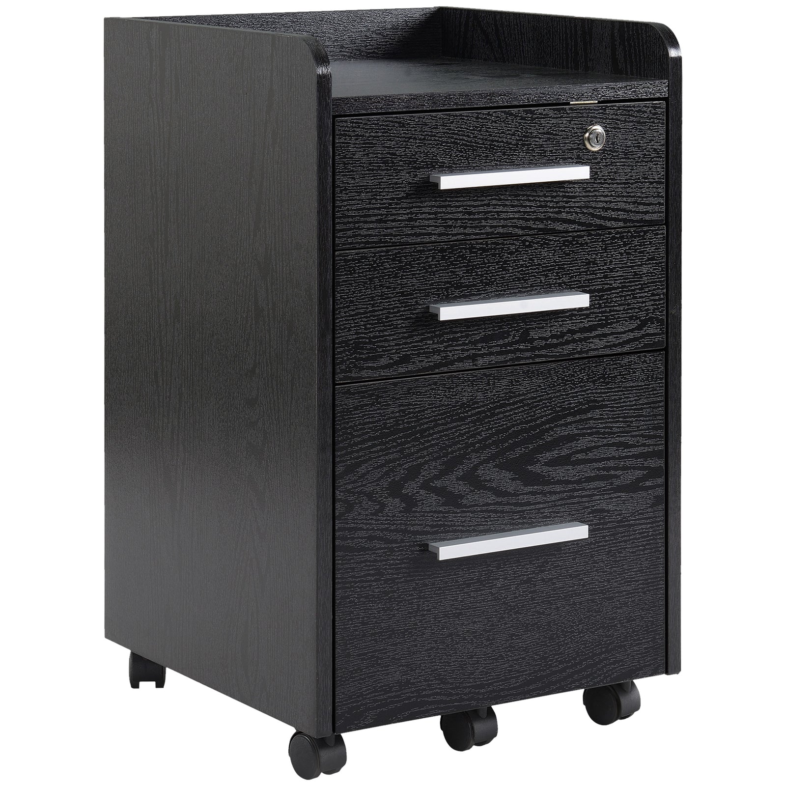 HOMCOM 3 Drawer Mobile Filing Cabinet Lockable Filing Cabinet