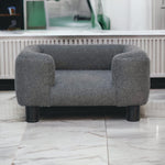 Solid Mango Wood, Upholstered Mini Battleship Tweed Pet Sofa Bed