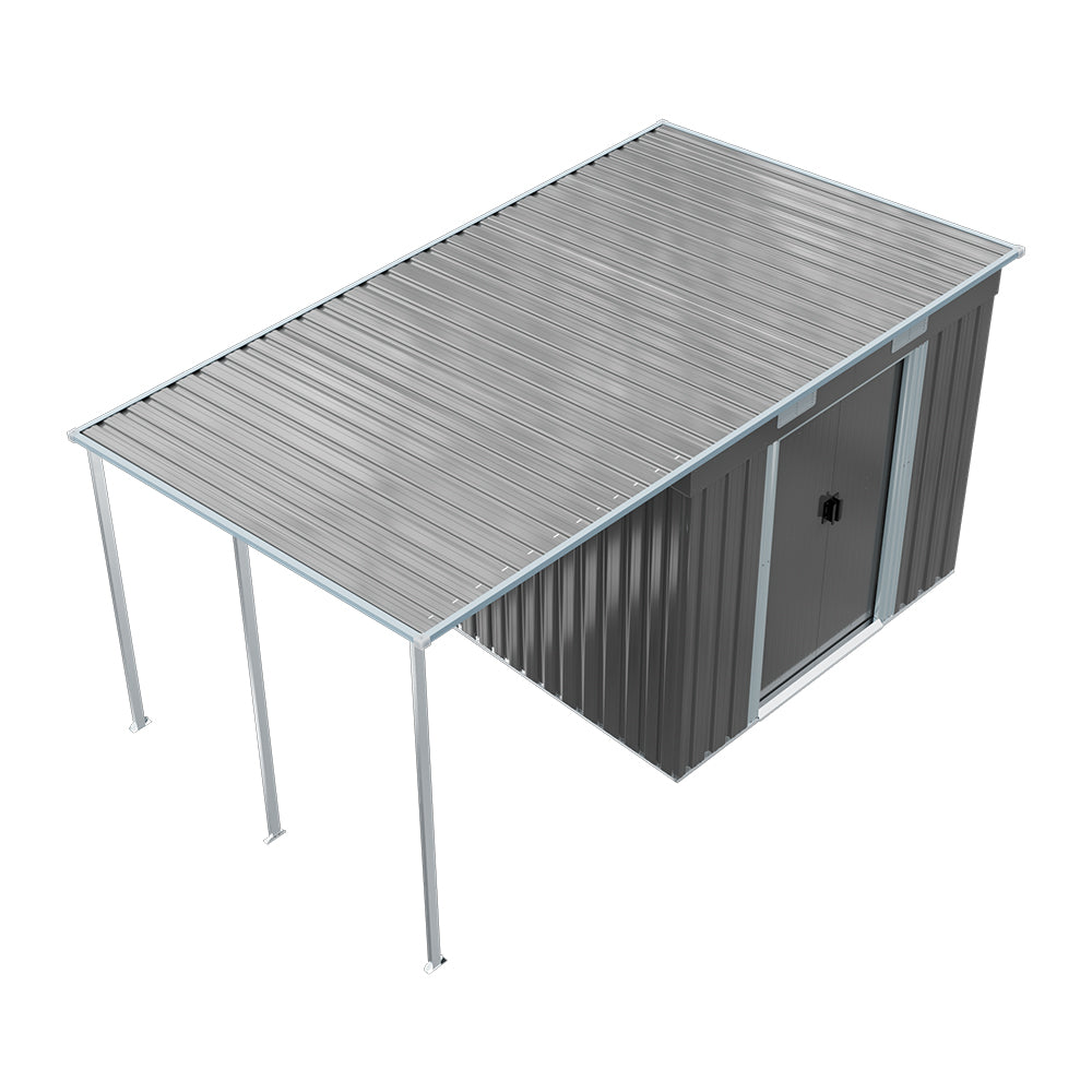 Garden Shed Outdoor Storage Shed With Extended Roof Tool Shed For Lawn Garage Yard Metal Garden Storage | Large | Dark Grey
