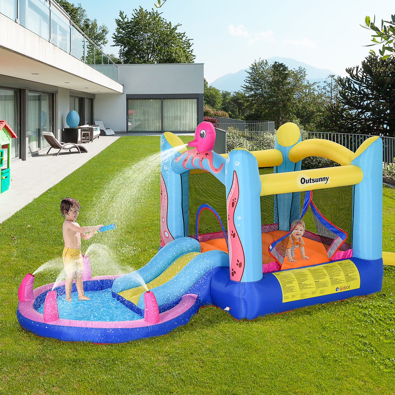 Bouncy Castle W/ Slide Water Pool Trampoline, Blower 3.6 X 1.75 X 1.8m