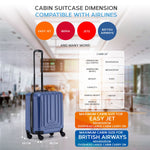 56x45x25cm Large Cabin Carry On Case - Overhead Luggage Suitcase - 4 Spinner Wheels - Abs Hard Shell Cabin Bag | Cabin | Navy Blue