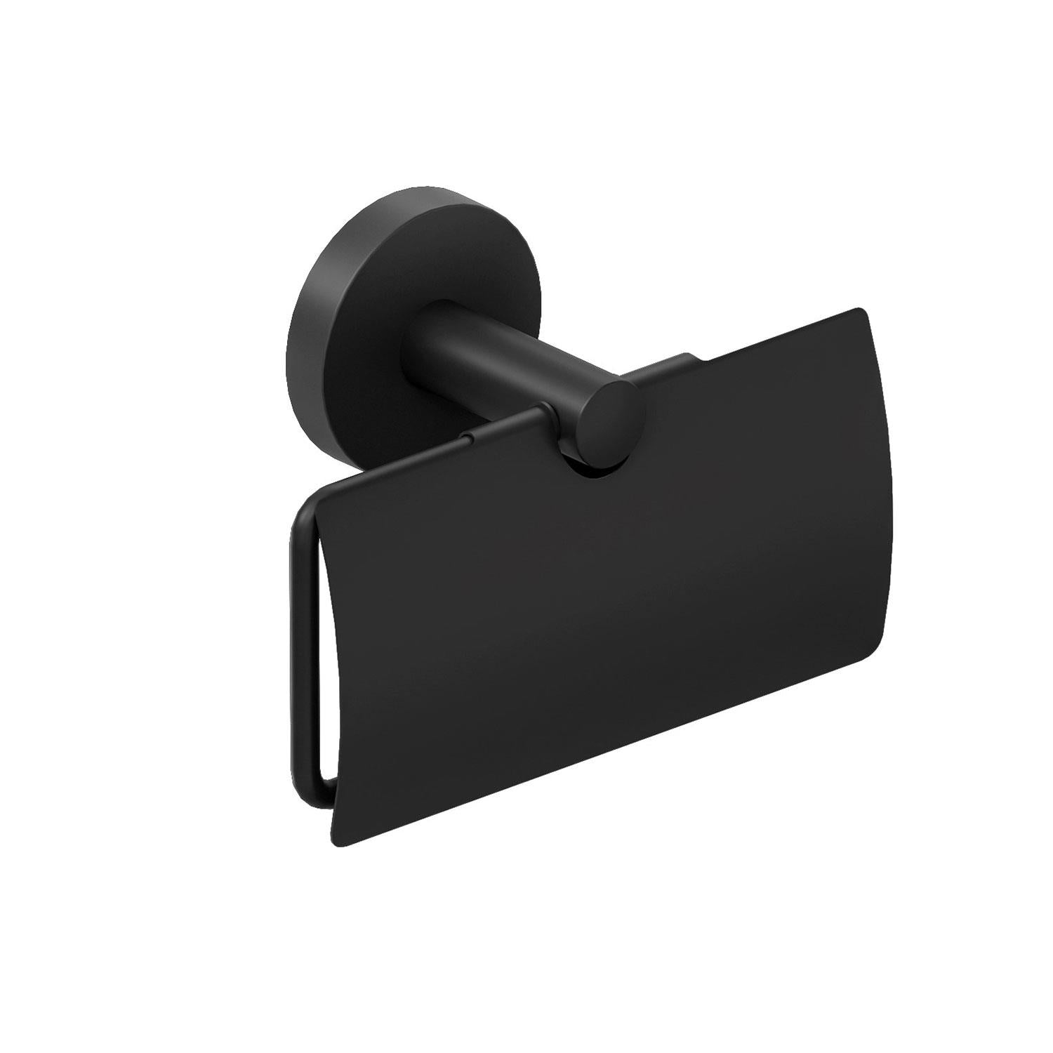 Toilet Roll Holder With Cover, Matt Black Hidden Fixings Start Collection