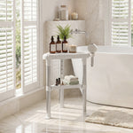 HOMCOM Shower Stool With Storage Shelf And Hdpe Seat, White