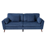 2-seater Chenille Upholstered Sofa With Pillows | Blue