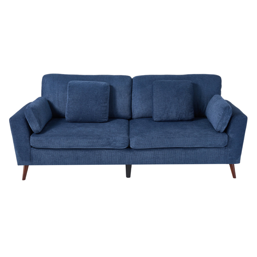 2-seater Chenille Upholstered Sofa With Pillows | Blue