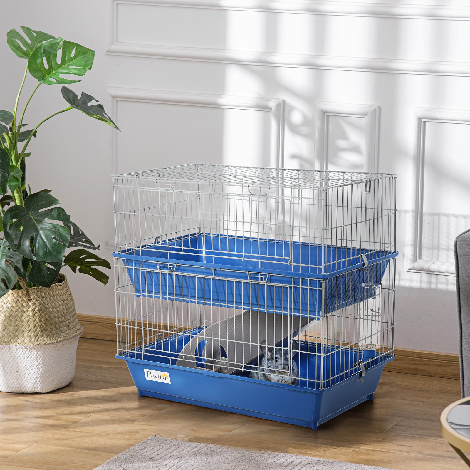 2-tier Small Animal Cage For Rabbit Ferret Chinchilla W/ Ramp Food Dish