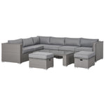 6 Pcs Pe Rattan Corner Sofa Set W/ Cushions