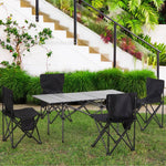 Set Of 5 Portable Folding Camping Table And Chair Set – Lightweight And Compact Outdoor Furniture | Grey